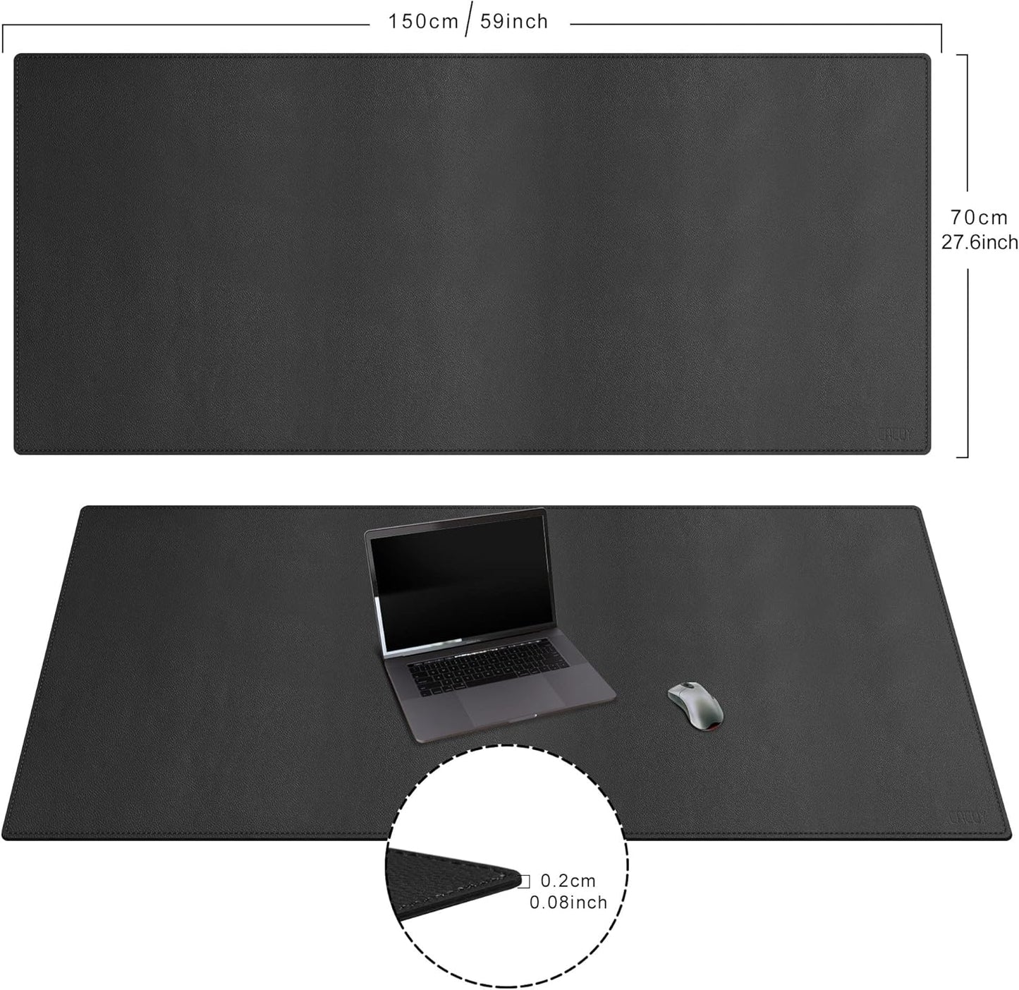 Cacoy 36" x 20" Leather Desk Mat for Home Office, Extra Large PU Leather Desk Pad Blotters, Waterproof Computer Keyboard Mat, Extended Gaming Mouse Pad, Desk Protector for Desktop and PC Laptop, Black