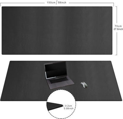 Cacoy 36" x 20" Leather Desk Mat for Home Office, Extra Large PU Leather Desk Pad Blotters, Waterproof Computer Keyboard Mat, Extended Gaming Mouse Pad, Desk Protector for Desktop and PC Laptop, Black