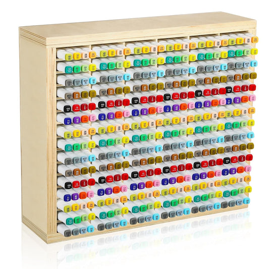 DoubleFill Wooden Marker Organizer for 360 Marker Storage Art Pens Storage Rack Watercolor Brushes Pens Color Pencils Organizer Holder for Desk