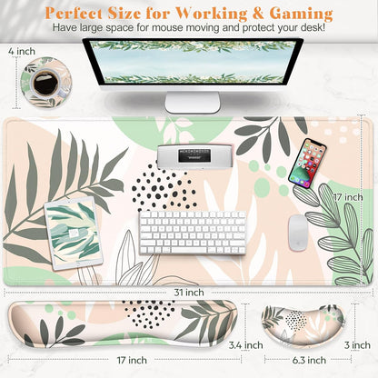 Gimars Upgrade Enlarge Silky and Superfine Fabric Gel Memory Foam Keyboard Wrist Rest Set, Ergonomic Keyboard Mouse Wrist Support for Typing Pain Relief, Comfort for Office, Gaming, Computer, Black