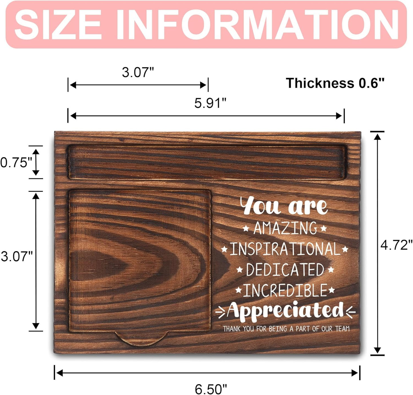 Inspirational Motivational Gifts, Encourage Gifts, Recovery Gifts, Little Reminders Sticky Note Holder, Post-it Note Dispenser for Desk, Wooden Post-it Note & Pen Holder 6.5" x 4.7" - FTA121
