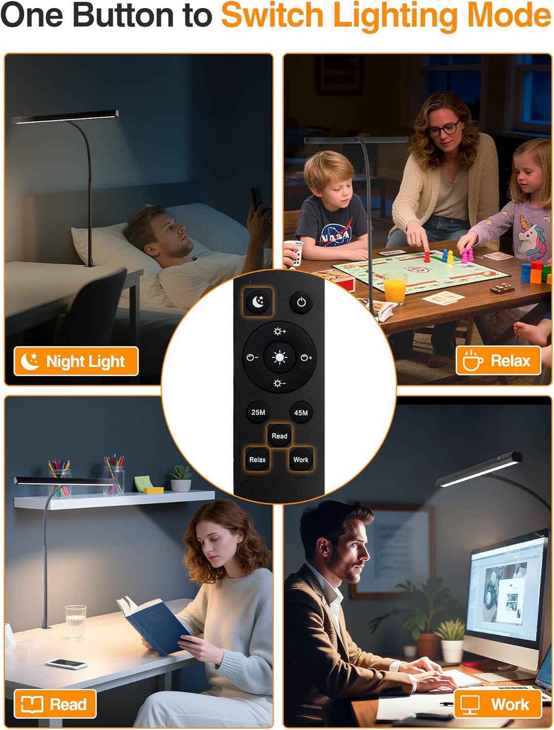 LED Desk Lamp for Home Office,5 Color+9 Brightness Office Desk Lamp,1200Lumen Eye Protection Desk Light,Computer Light with Remote Control & Timer for Office/Monitor/Computer/Study/Puzzle