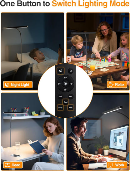 LED Desk Lamp for Home Office,5 Color+9 Brightness Office Desk Lamp,1200Lumen Eye Protection Desk Light,Computer Light with Remote Control & Timer for Office/Monitor/Computer/Study/Puzzle