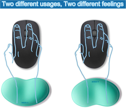 BRILA Ergonomic Silicone Mouse Wrist Rest, Cooling Silica Gel PU Leather Mouse Wrist Support Pad for Office Work and Laptop Computer Gaming
