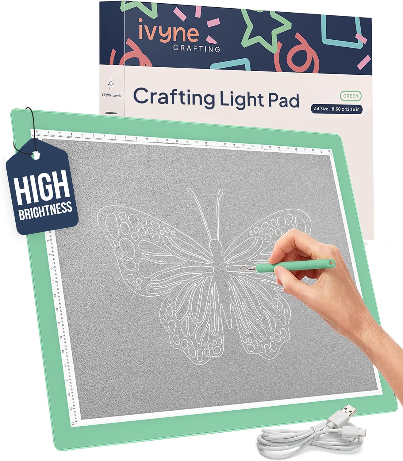 iVyne Rechargeable A4 Light Pad for Tracing & Weeding - LED Light Board for Weeding Vinyl - for Cricut Vinyl Weeding Tools - Ultra-Thin & Portable - Perfect for Artists & Crafters - Pink