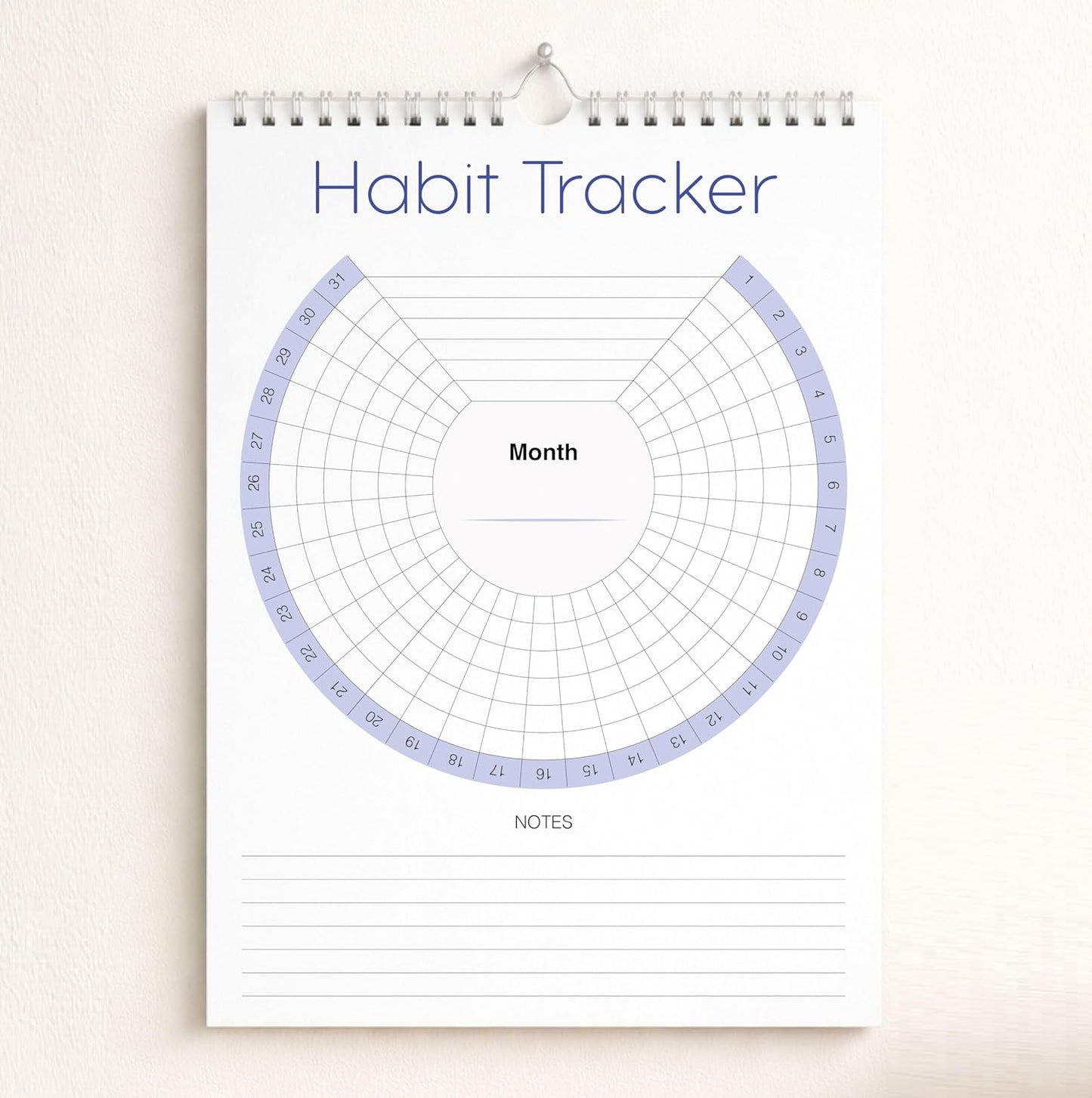 Habit Tracker Calendar (Undated 12 Month) with Silver Spiral Bound and Hanger, 7"x10" Habit Planner, Daily Weekly and Monthly Habit Tracker Journal, Habit Calendar, Colorful Layout.