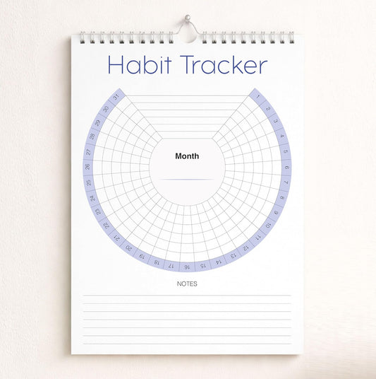 Habit Tracker Calendar (Undated 12 Month) with Silver Spiral Bound and Hanger, 7"x10" Habit Planner, Daily Weekly and Monthly Habit Tracker Journal, Habit Calendar, Colorful Layout.