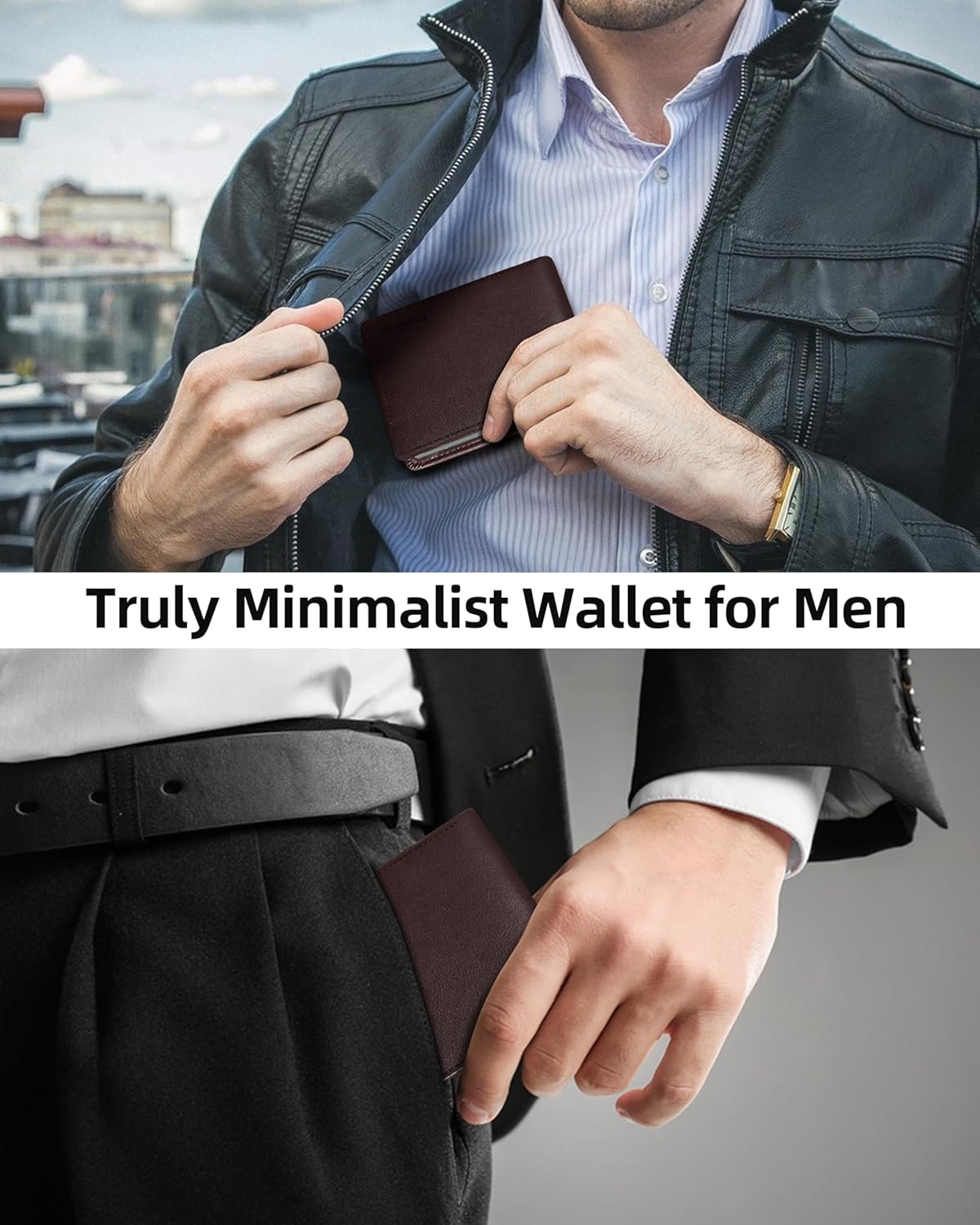 Wallet for Men, Built-in Bluetooth Tracker with Apple Find My (iOS Only), RFID Blocking Bifold Mens Air Tag Wallet with GPS Tracker, Rechargeable Wallets Finder, Gift for Him, Carbon Black