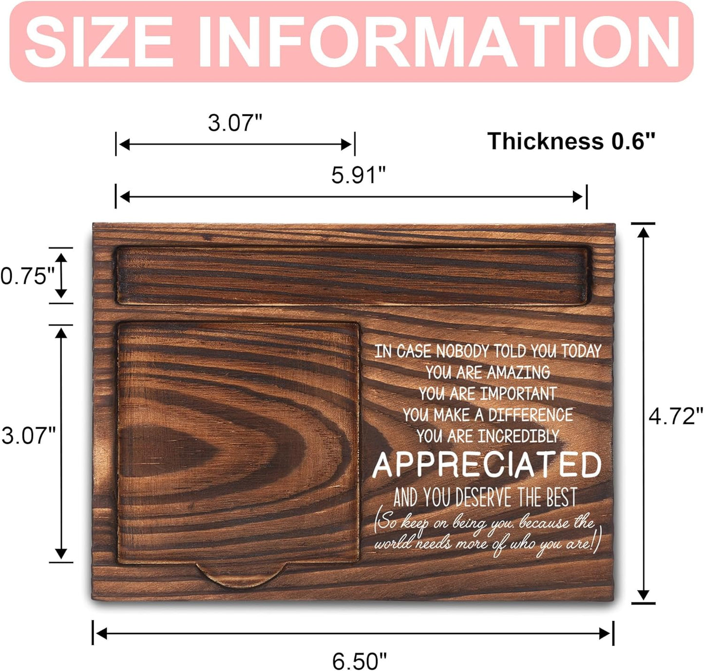 Inspirational Motivational Gifts, Encourage Gifts, Recovery Gifts, Little Reminders Sticky Note Holder, Post-it Note Dispenser for Desk, Wooden Post-it Note & Pen Holder 6.5" x 4.7" - FTA121