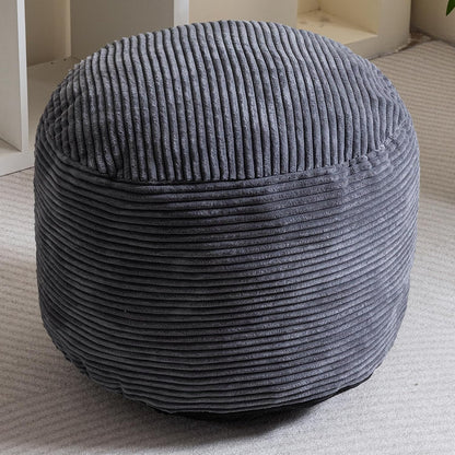 HIGOGOGO Round Stuffed Pouf Ottoman, Corduroy Poufs with Foam Chunk Filling, Furry and Fluffy Pouf Foot Stool Storage Ottoman, 20 X 15 Floor Poufs Foot Rest for Living Room, Dark Grey