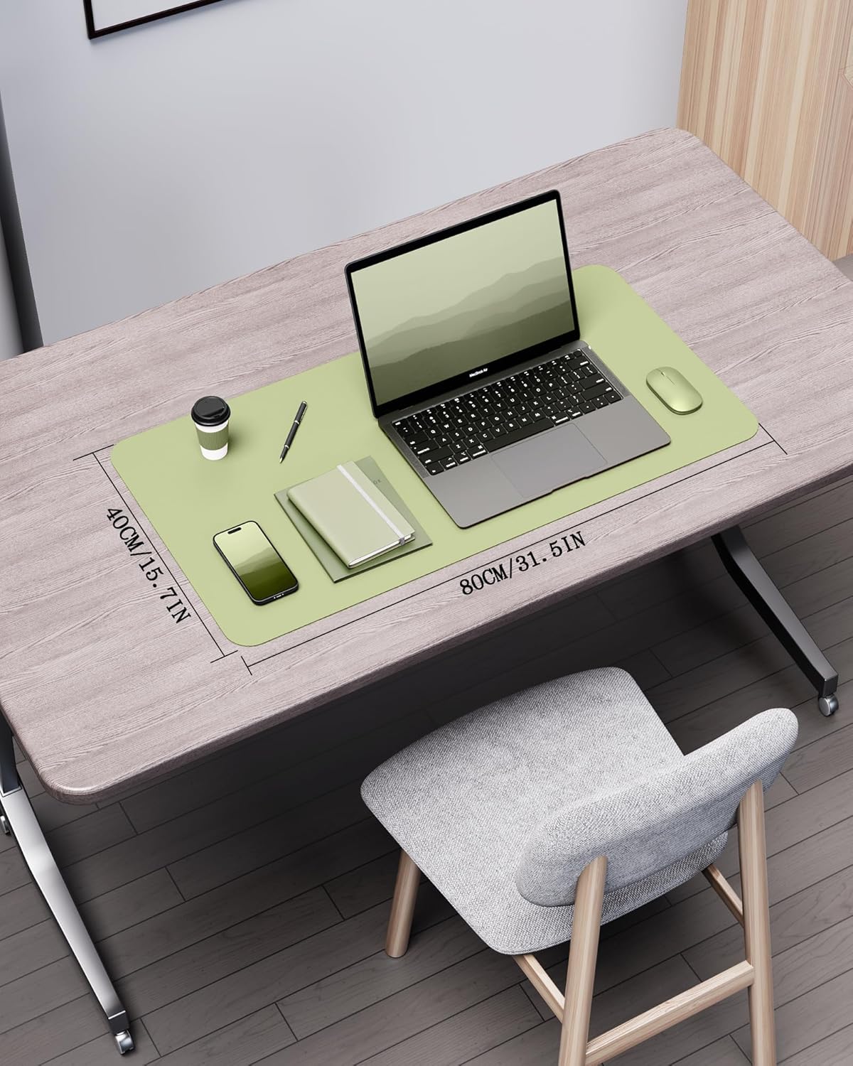 YSAGi Double-Sided Desk Pad, 31.5"x15.7"Leather Desk Mat, Eco Cork Desk Pad Protector,Large Mouse Pad,Waterproof Desk Blotter for Office/Home(Coffee)