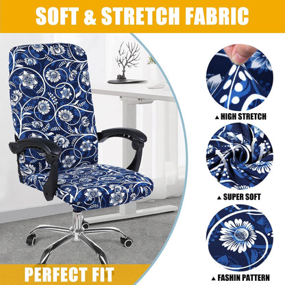 Smiry Stretch Printed Office Chair Armrest Covers, 2 Pcs Soft Fit Removable Washable Computer Desk Chair Arm Covers Protector, Black