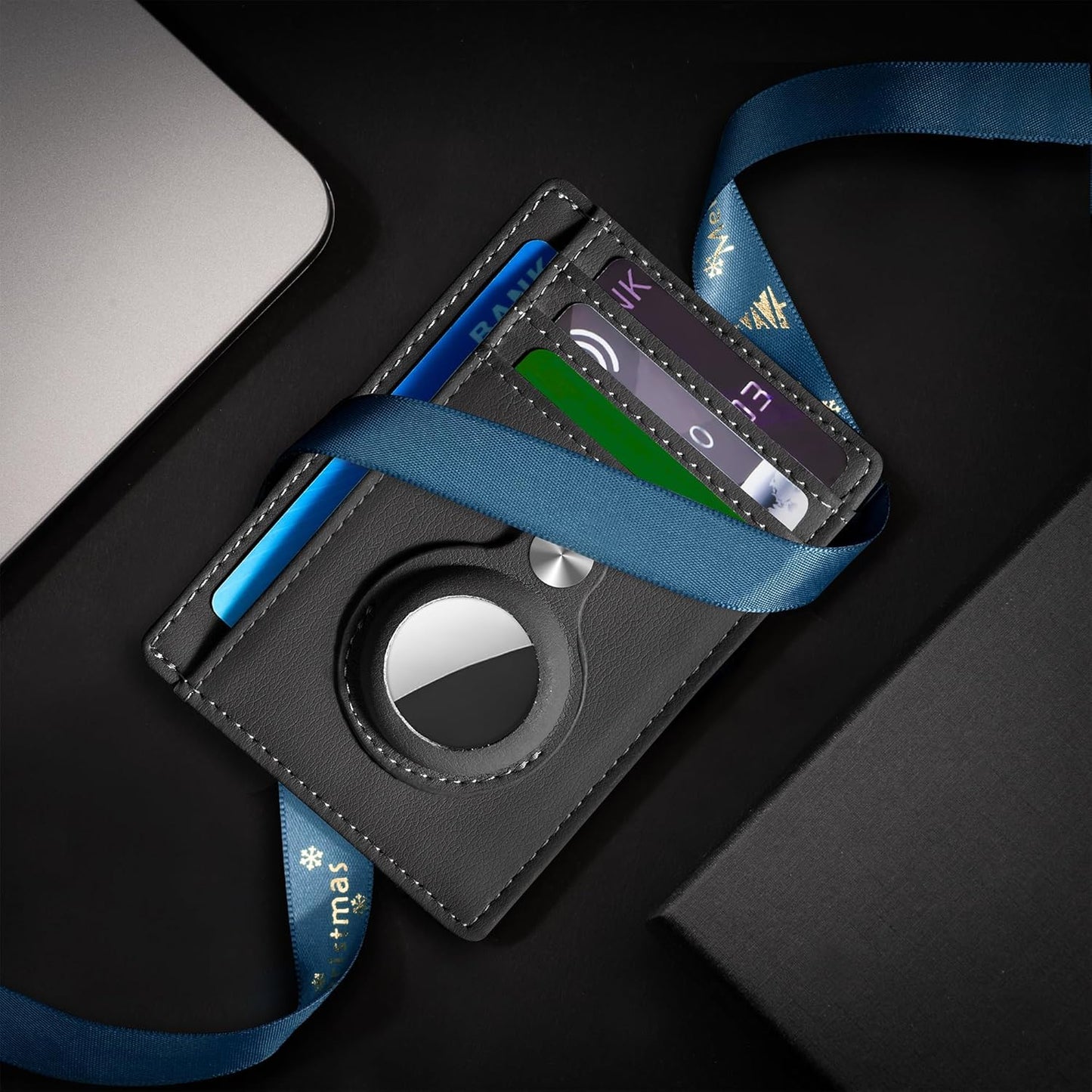 Slim Minimalist Front Pocket Air Tag Wallet, RFID Blocking Card Holder Wallet with Airtag Holder