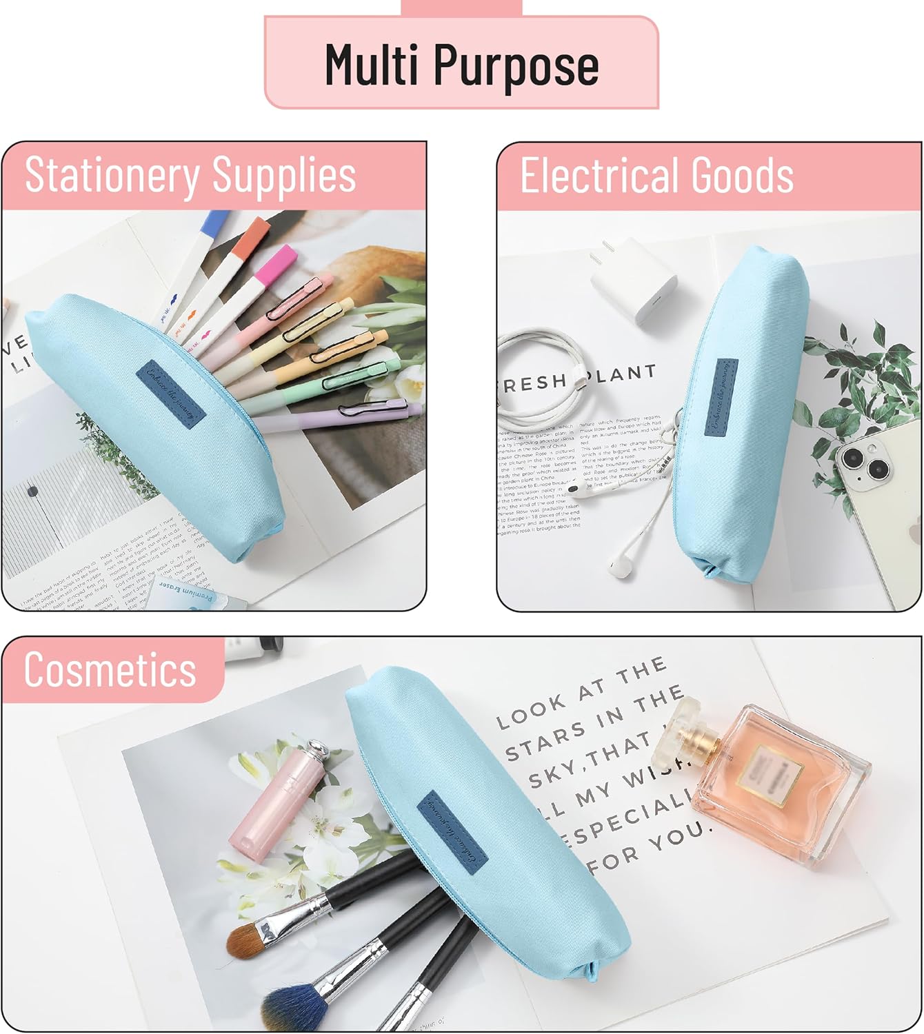 Mr. Pen- Cute Pencil Case Pouch, Multipurpose Canvas Bible Pencil Pouch, Smooth Zipper, Premium Material, Neat Stitches, Ideal for Stationery, Cosmetics, Electronics, School, Office, Travel