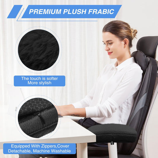 SPRING SEAON Office Chair Arm Covers Plush Office Chair Arm Pads Premium Memory Foam Gaming Chair Armrest Cushion Provide Cushioning for Elbows and Forearms 2 Pack Arm Chair Covers for Arms (Pink)