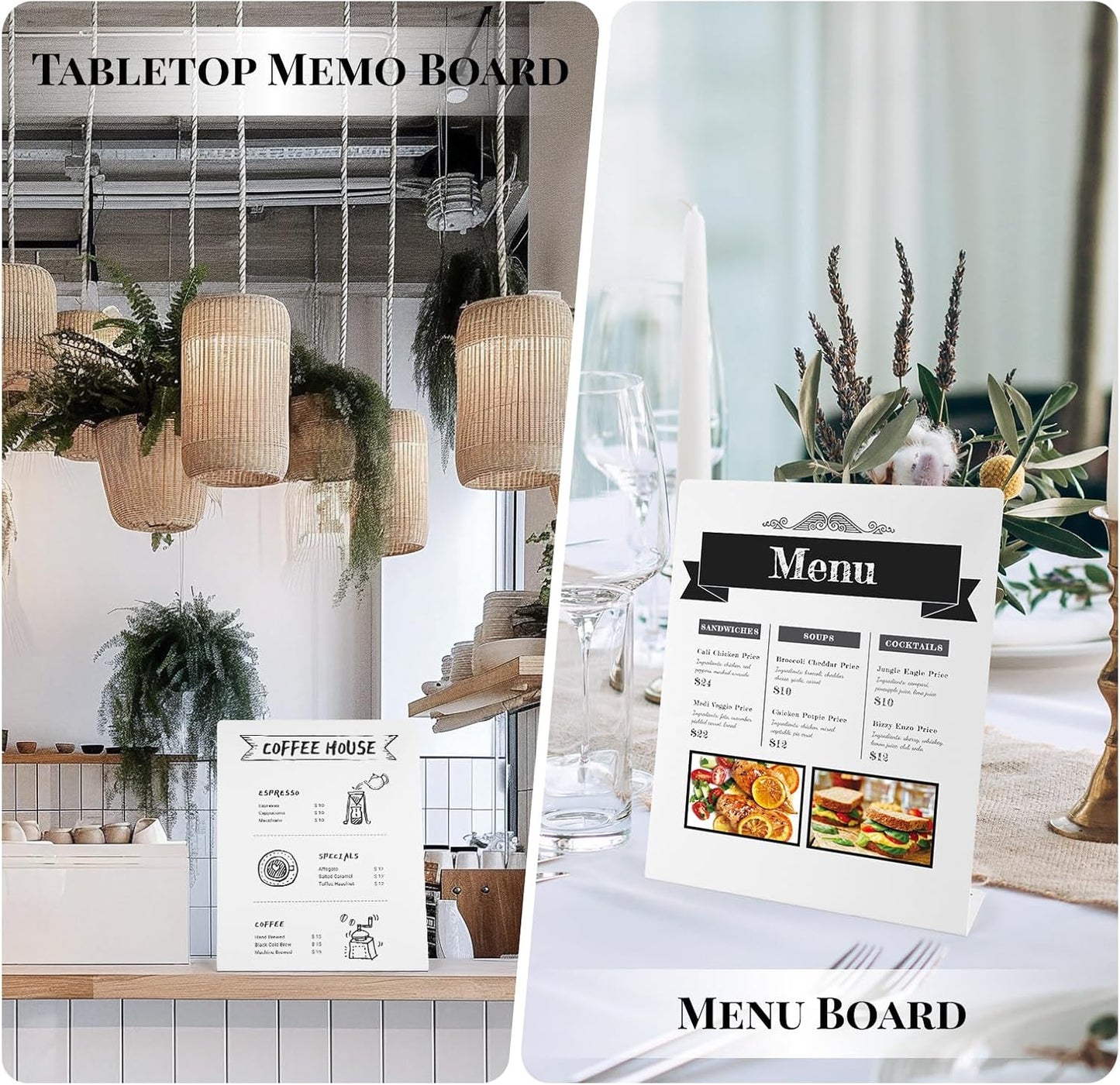 2 Pack Magnetic Board,Magnet Board,Metal Magnetic Bulletin Board,Magnet Display Stand for Home, School, Kitchen, Office (Black)