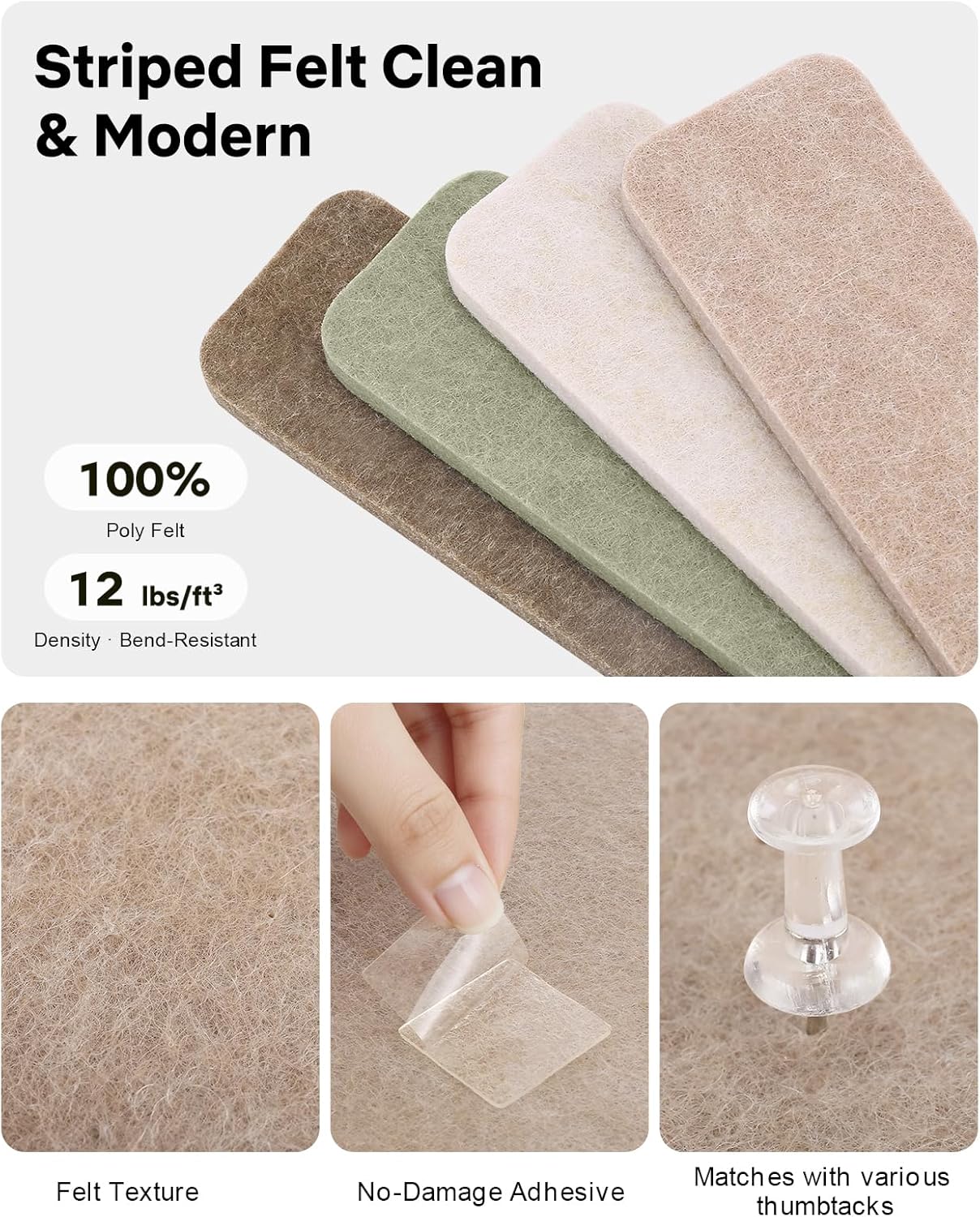 Small Cork Bulletin Board Tiles, Felt Wall Decor and Office Desk Accessories for Vision, Message Center, Picture and Prayer Board, Dorm, Room, Home Office Essentials and Organization(Linen Dusk)