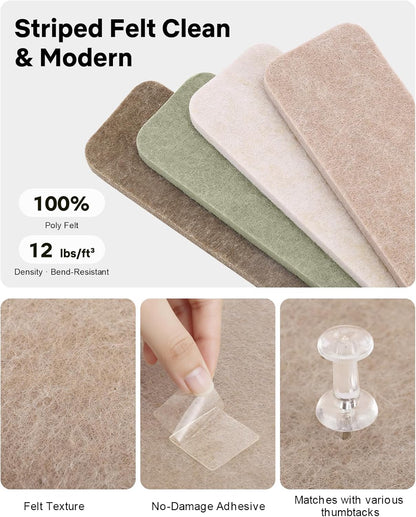 Small Cork Bulletin Board Tiles, Felt Wall Decor and Office Desk Accessories for Vision, Message Center, Picture and Prayer Board, Dorm, Room, Home Office Essentials and Organization(Linen Dusk)