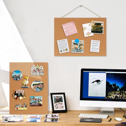 DOLLAR BOSS Bulletin Boards with Linen 1-Pack 16''X 12'' Double-Sided Cork Board for Walls Wood Framed Bulletin Boards, Small Pin Board for Home Kitchen Office Decorative Hanging 10 Pushpins