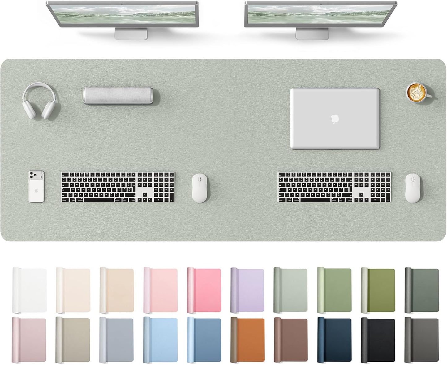 YSAGi Leather Desk Pad Protector, Large Mouse Pad, Non-Slip PU Leather Desk Blotter, Waterproof Writing Pad for Office and Home (31.5" x 15.8", Eggshell) - Colors B