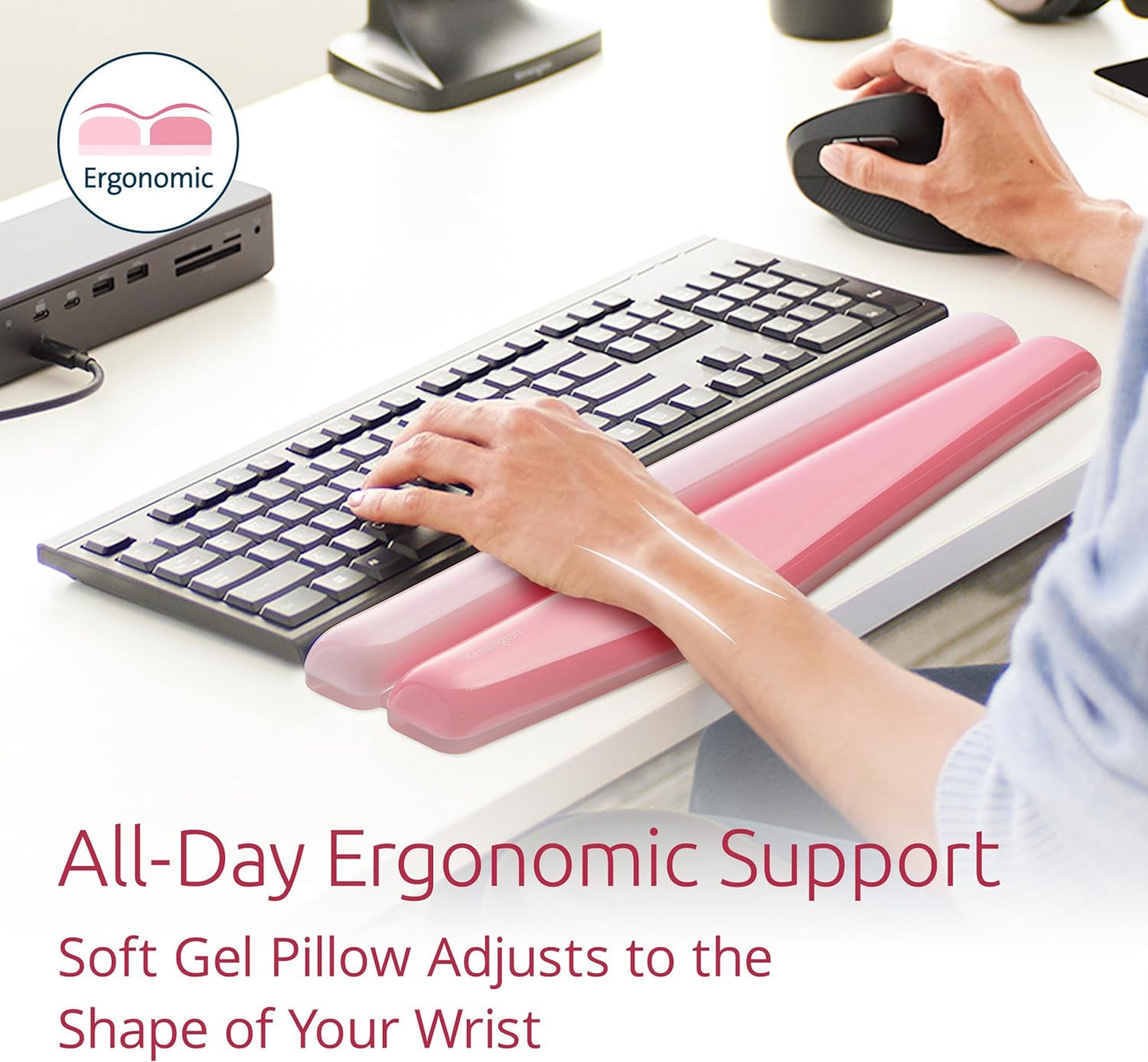 Kensington Mouse Wrist Rest Gel Support Cushion for Mice & Trackballs, Duo Gel Ergonomic Mouse Wrist Support for Pain Relief, Comfortable Non-Skid, Loop Green, 7.4" x 3.27" x 0.7" K62829WW