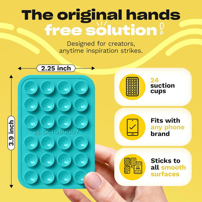 OCTOBUDDY Classic - Silicone Suction Phone Case Adhesive Mount - Hands-Free, Strong Grip Holder for Selfies and Videos - iPhone and Android Compatible - 2.25″ x 3.25″, Chalk Pink