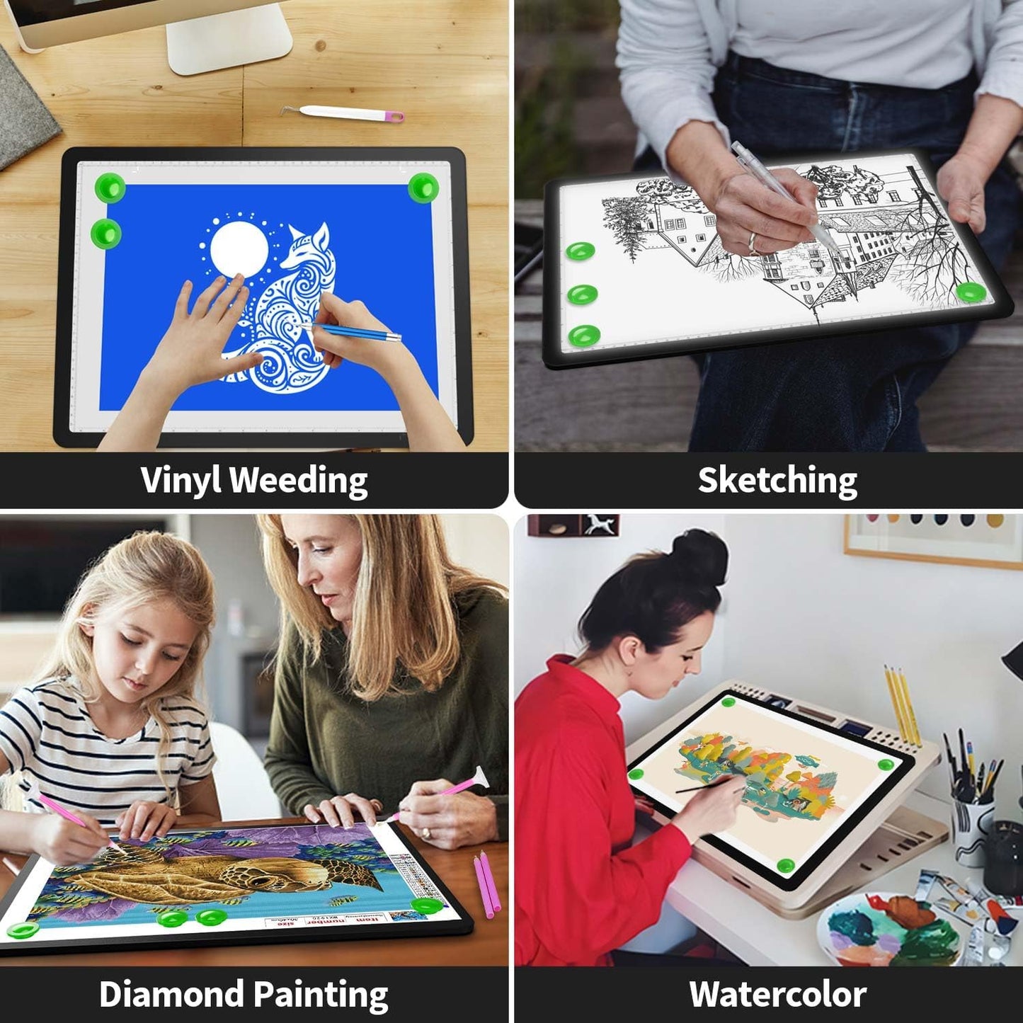 Zocelight Rechargeable A4 Tracing Light Box with Padded Case,Ultra Bright Led Light Pad with Physical Button,Wireless Light Board for Diamond Painting,Dimmable 9000LUX Lightbox for Tracing and Drawing