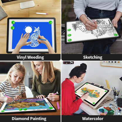 Zocelight Rechargeable A4 Tracing Light Box with Padded Case,Ultra Bright Led Light Pad with Physical Button,Wireless Light Board for Diamond Painting,Dimmable 9000LUX Lightbox for Tracing and Drawing
