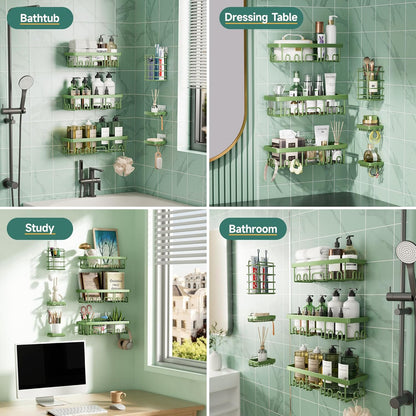 Veken Shower Caddy 6-Pack, Advanced Rustproof Design, No Drilling Adhesive Shelves, Rack with Soap Holder, Large Capacity Bathroom Organizers and Storage, Wall-Mounted Kitchen & Home Decor