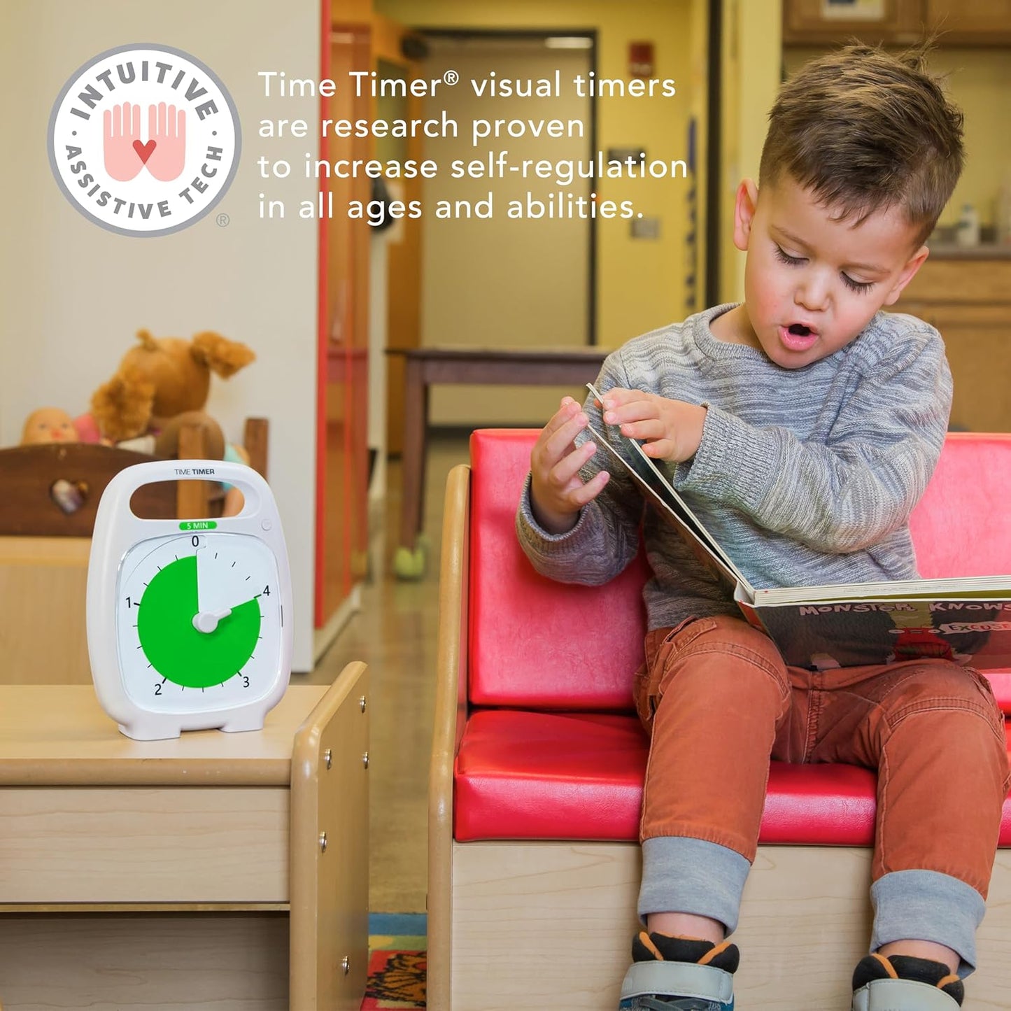 TIME TIMER Plus 20 Minute Desk Visual Timer - Countdown Timer with Portable Handle for Classroom, Office, Homeschooling, Study Tool with Silent Operation (White)