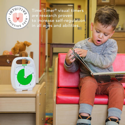 TIME TIMER Plus 20 Minute Desk Visual Timer - Countdown Timer with Portable Handle for Classroom, Office, Homeschooling, Study Tool with Silent Operation (White)