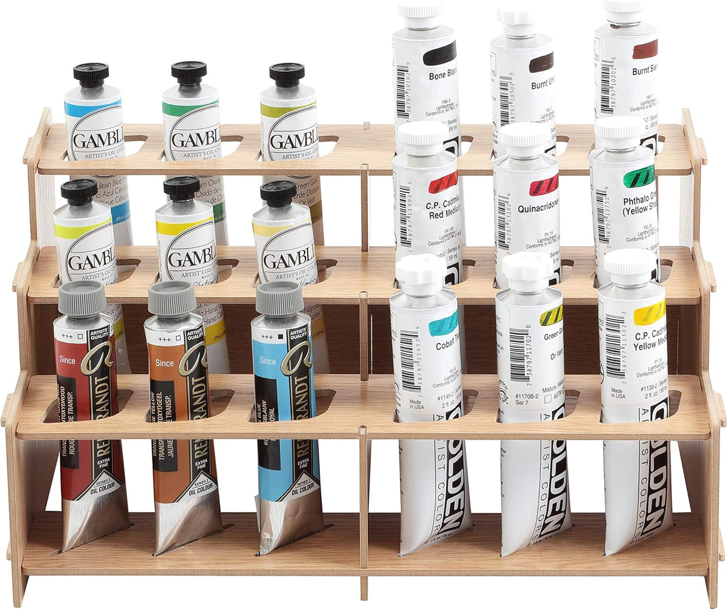 HG Art Concepts Mezzo Artist Drawing Rack - Wood Grain Laminate Multi Layer Desk Stand Professional Storage Display Organizer for Pens, Pencils, Drafting and all other Drawing Tools