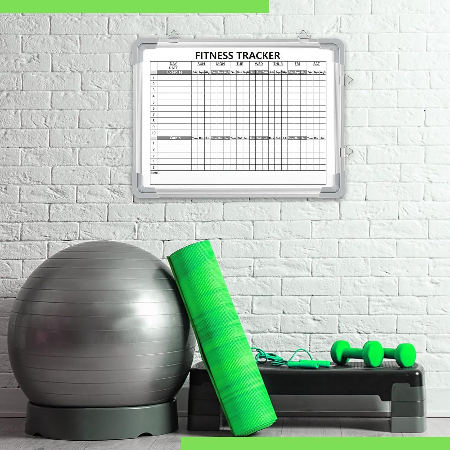 Lincia 16 x 12 Inch Fitness Tracker Whiteboard Workout Calendar for Home Gym Dry Erase Planner Hanging Removable to Do List for Wall Whiteboard with Aluminum Frame for Gym Program(Style A)