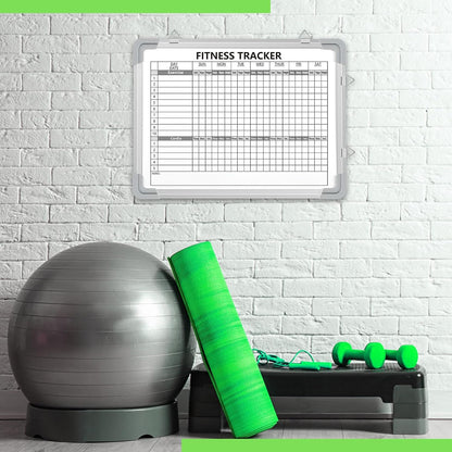 Lincia 16 x 12 Inch Fitness Tracker Whiteboard Workout Calendar for Home Gym Dry Erase Planner Hanging Removable to Do List for Wall Whiteboard with Aluminum Frame for Gym Program(Style A)