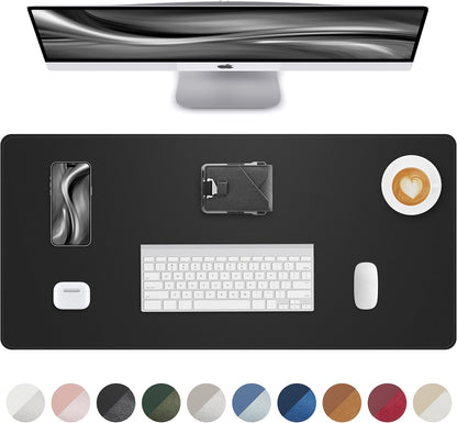 AFIING Desk Pad Protector 23.6" x 13.7" - Non-Slip Waterproof PU Leather Desk Mat for Mouse, Keyboard, Laptop, Office and Home Workspace (Beige)