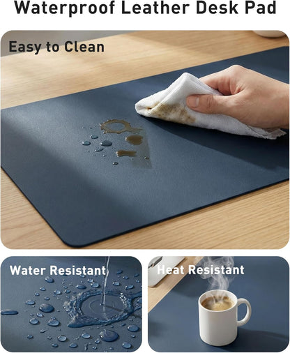 Aothia Non-Slip PU Leather Waterproof Laptop Desk Pad Protector, Blotter Mat, Writing and Mouse Pad for Office & Home, Beige, 23.6" x 13.7" - Colors A