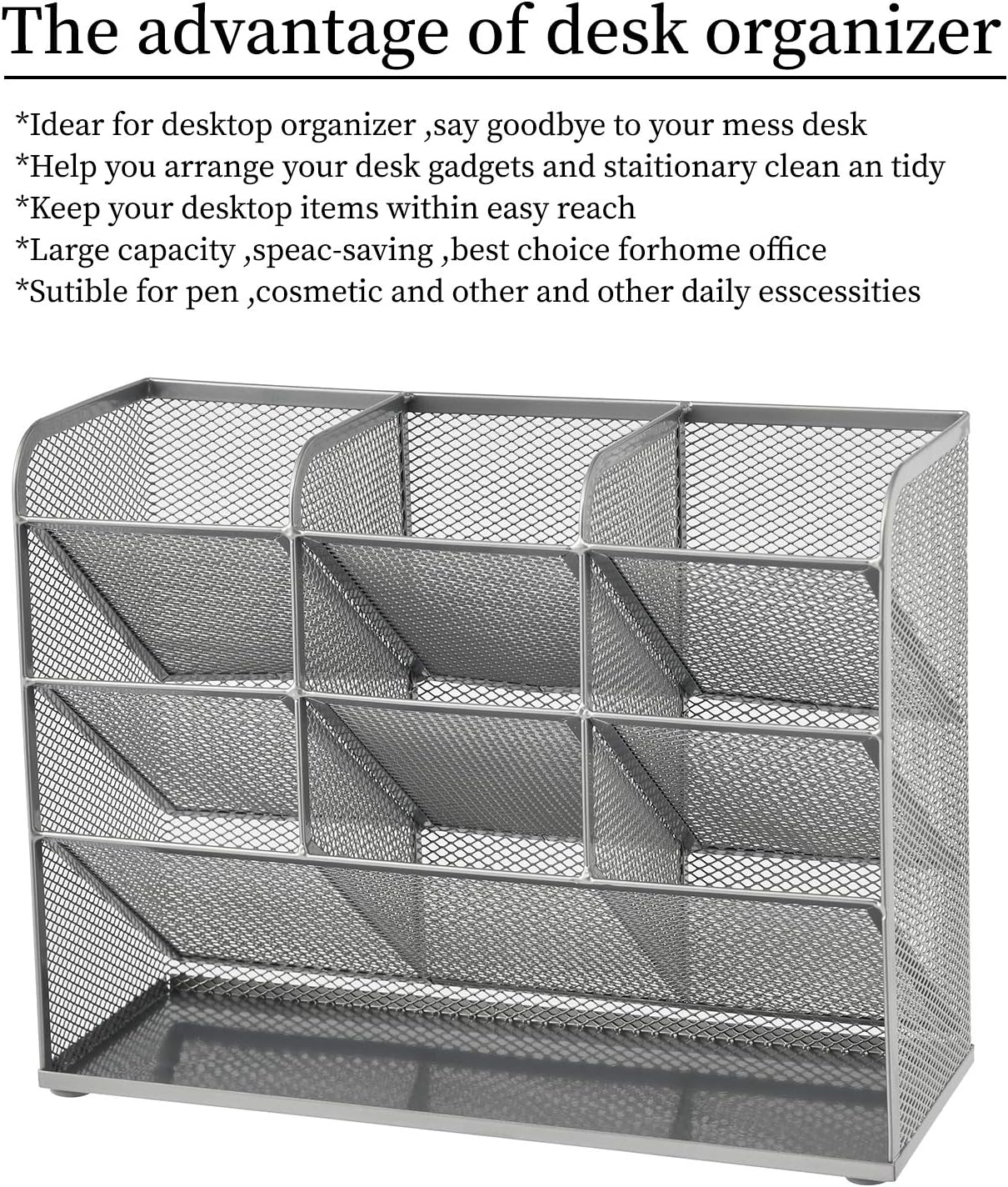 Marbrasse Mesh Desk Organizer, Multi-Functional Pen Holder, Desktop Stationary Organizer, Storage Rack for School Home Office Art Supplies (Mesh Pen Holder)