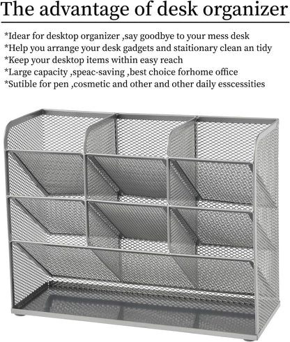 Marbrasse Mesh Desk Organizer, Multi-Functional Pen Holder, Desktop Stationary Organizer, Storage Rack for School Home Office Art Supplies (Mesh Pen Holder)