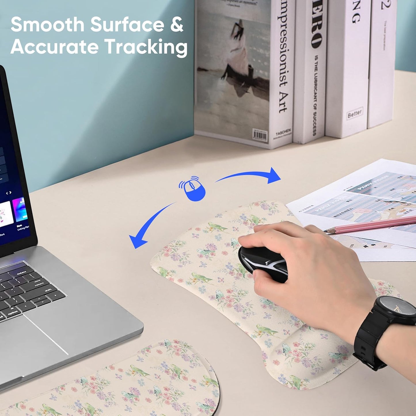 RICHEN Keyboard Wrist Rest Pad and Mouse Wrist Rest Support Mouse Pad Set,Sturdy & Comfortable & Lightweight for Easy Typing & Pain Relief-Ergonomic Support (Brown)