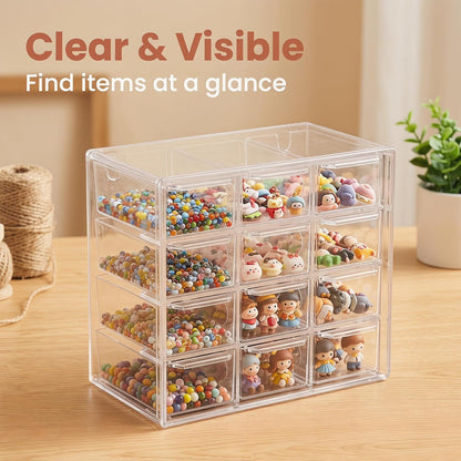 Acrylic Drawer Organizer, Clear Desk Organizer with Drawer, Plastic Stackable Storage Drawers with 6 Drawers, Dustproof Organizers for Jewelry, Craft, Office Supplies
