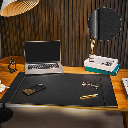 30 x 18 Inch Leather Desk Pad Protector with Side Rails, Executive Office Desk Mat for Home Workspace, Writing Surface, Mouse & Keyboard Pad, Elegant Gift for Men Dad Husband (Brown)