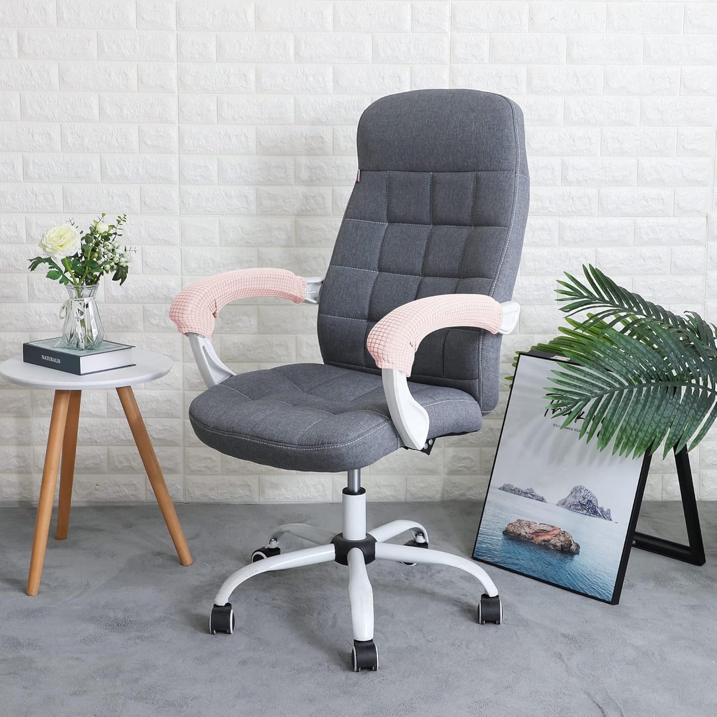 FORCHEER Office Chair Armrest Covers 12-15 Inch Velvet Elastic Black Arm Rest Covers for Desk Computer Chairs Washable