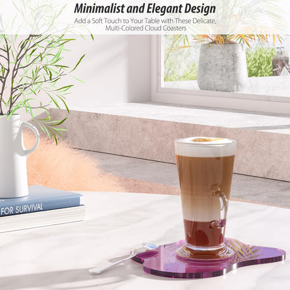 Acrylic Coaster Decorative Plates, Irregular Bar Drink Coaster, Clear Cloud Shape Coffee Cup Coaster, Perfect for Tabletop Protection and Accessories Display.(Gold)