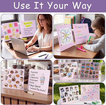 Geyoga 2 Pack Magnetic Bulletin Board with Stand, 16 x 12 Inch Black Magnet Display Board for Memo, Menu, Notes, Photos, for Kitchen Countertop, Office Desk, School