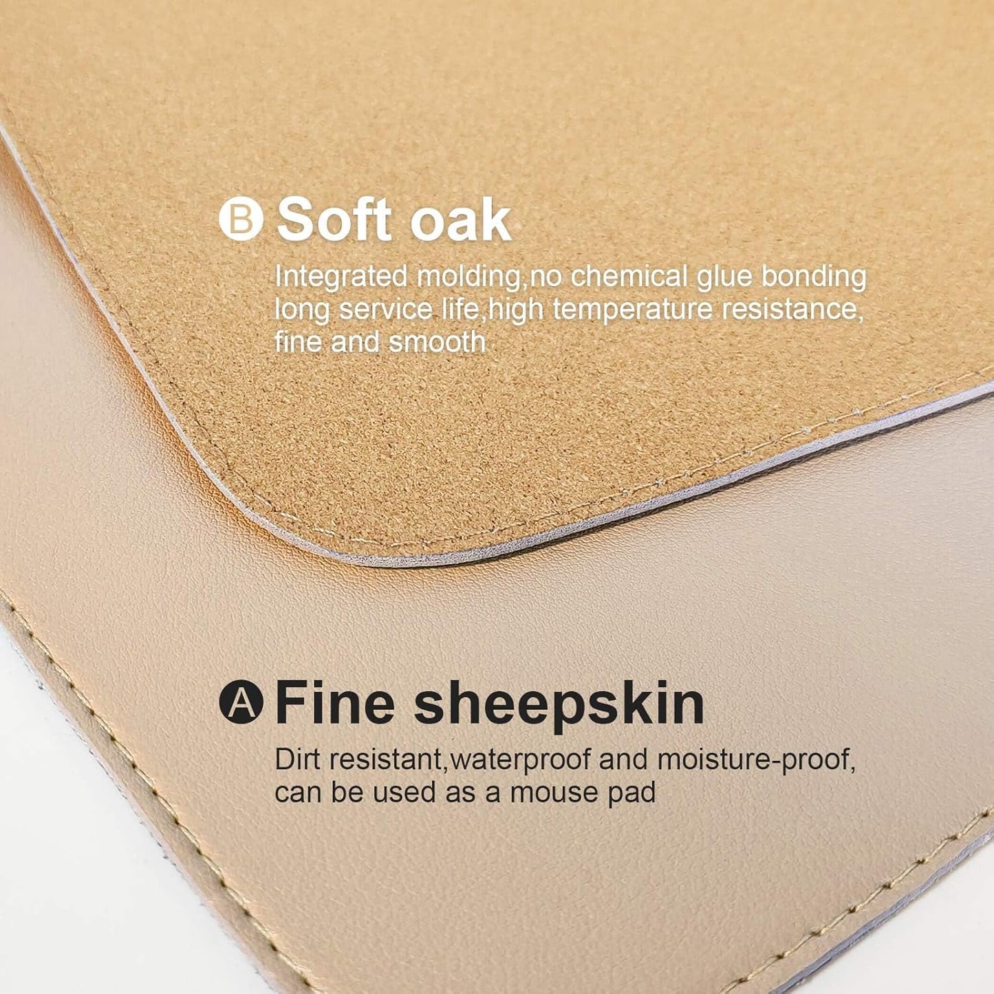DAWNTREES Dual Sided Desk Mat,Leather Desk Pad,Brown 40"x16",Cork Desk Mat Protector,with PU Leather Valet Tray Organizer,Large Mouse Pad,Desk Writing Pad for Office and Home