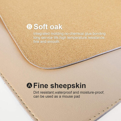 DAWNTREES Dual Sided Desk Mat,Leather Desk Pad,Brown 40"x16",Cork Desk Mat Protector,with PU Leather Valet Tray Organizer,Large Mouse Pad,Desk Writing Pad for Office and Home