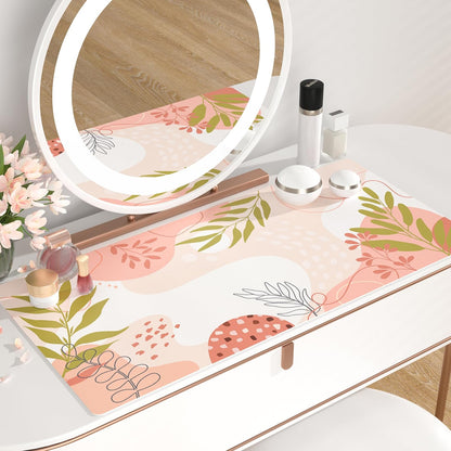 QIYI Large Mouse Pad, Cute Pink Desk Mat for Desktop, Women Girls PU Leather Desk Pad Waterproof Gaming Mousepad, Rose Gold Marble Computer Protector Writing Pad for School Office Home 31.5" x 15.7"