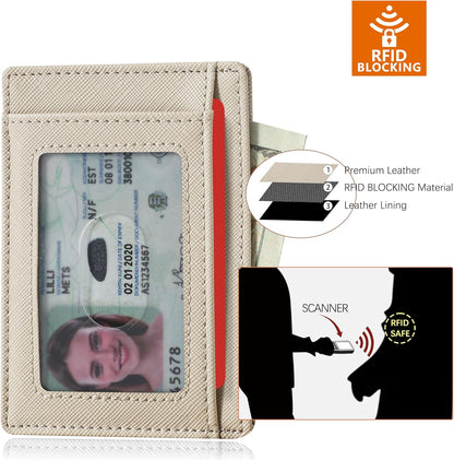 Travelambo Slim Wallet Front Pocket Minimalist Leather RFID Blocking Medium Size