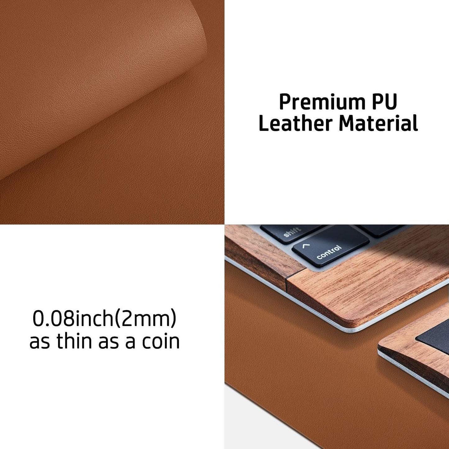 Aothia Leather Desk Pad Protector, Mouse Pad, Office Desk Mat, Non-Slip PU Leather Desk Blotter, Laptop Desk Pad, Waterproof Desk Writing Pad for Office and Home (Brown,23.6" x 13.7") - Colors A