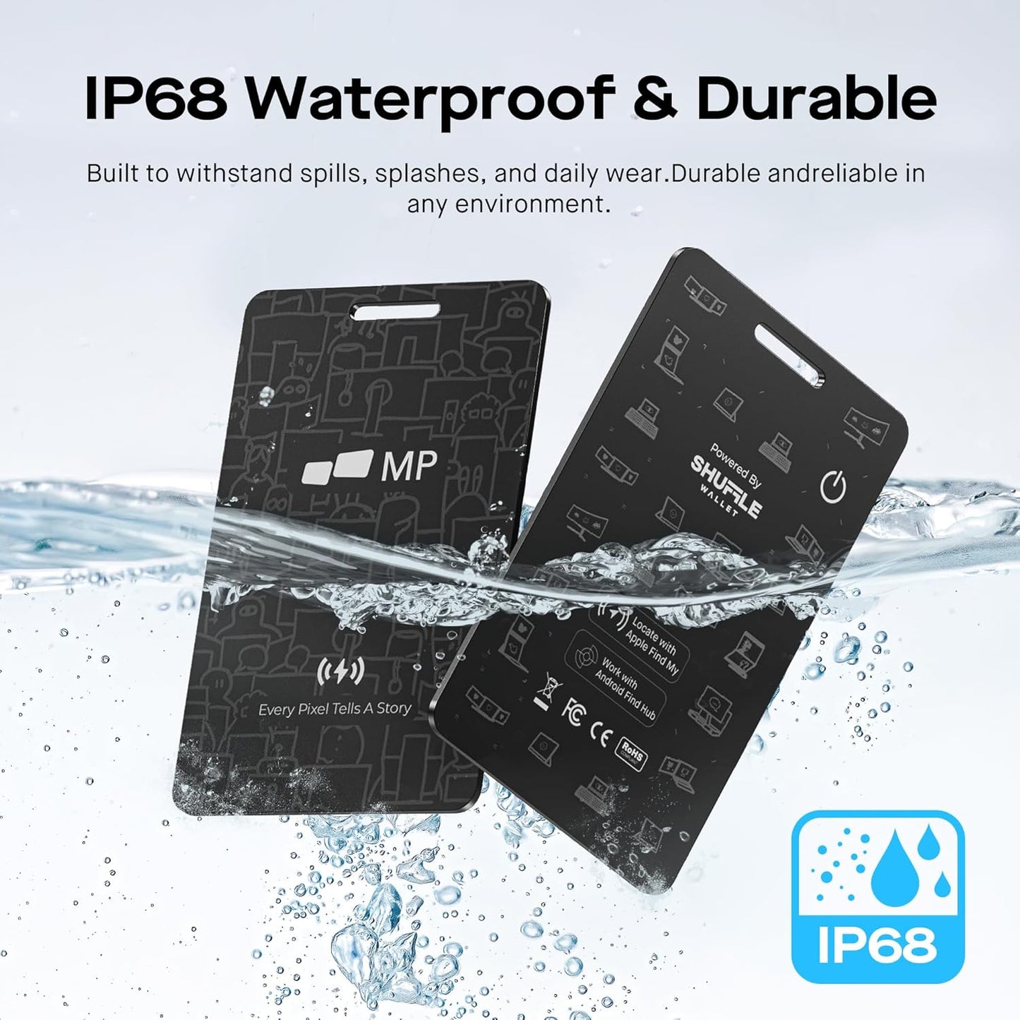 2026 Mobile Pixels Wallet Tracker Card, Works with (iOS and Android), Ultra Slim Rechargeable Bluetooth Tracker, Tracker Key Finder, Portable Item Locator for Wallet, Bags, Luggage (1- Pack)